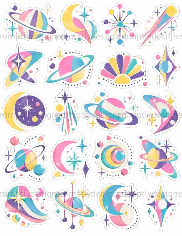 Mid Century Collage Stickers
