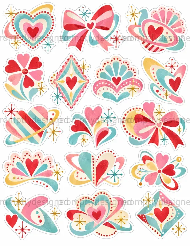 Mid Century Collage Stickers