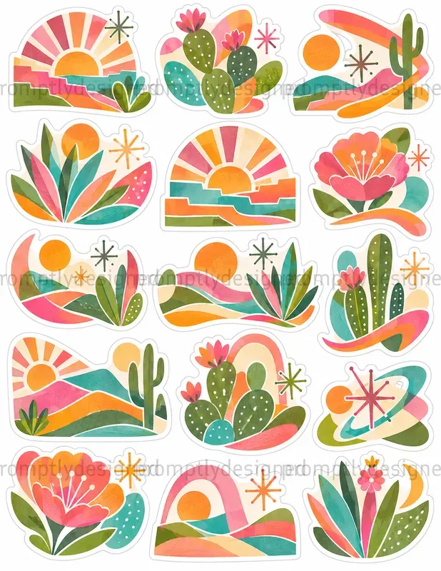 Mid Century Collage Stickers