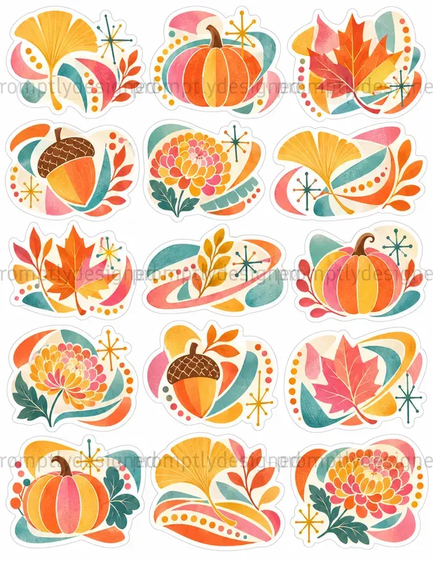 Mid Century Collage Stickers
