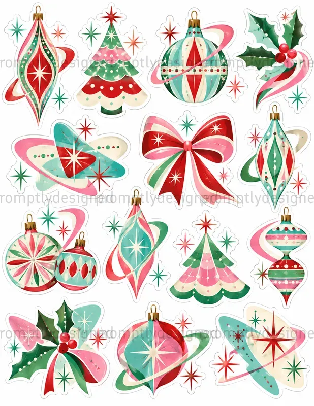 Mid Century Collage Stickers