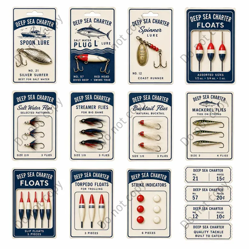 Fishing Tackle Card Cutout Sheets