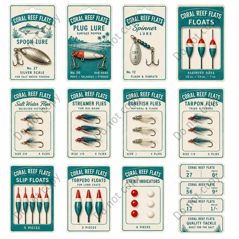 Fishing Tackle Card Cutout Sheets