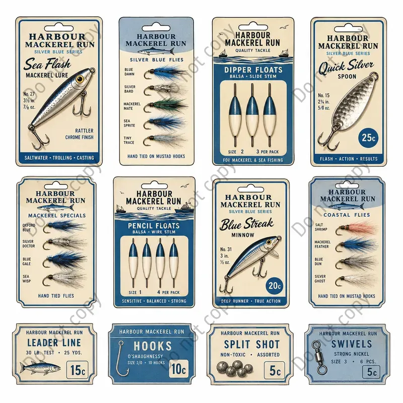 Fishing Tackle Card Cutout Sheets