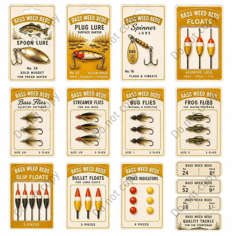 Fishing Tackle Card Cutout Sheets
