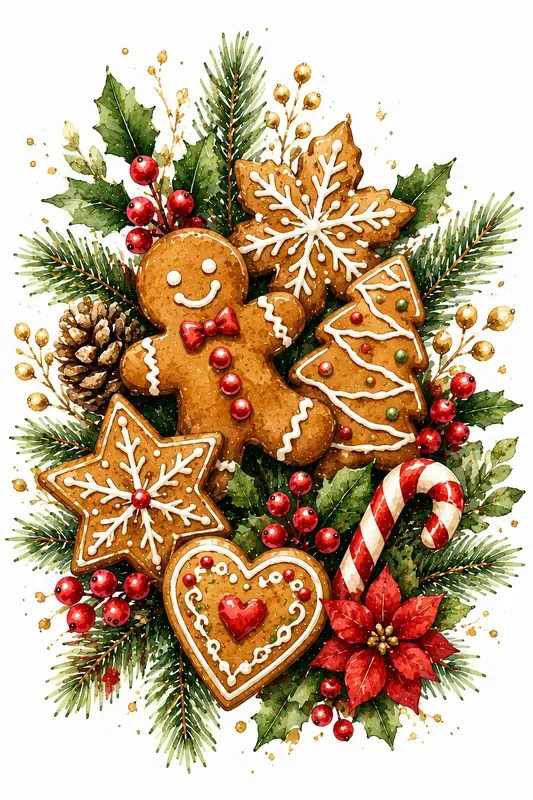 Elegant Christmas Botanical Clipart Art