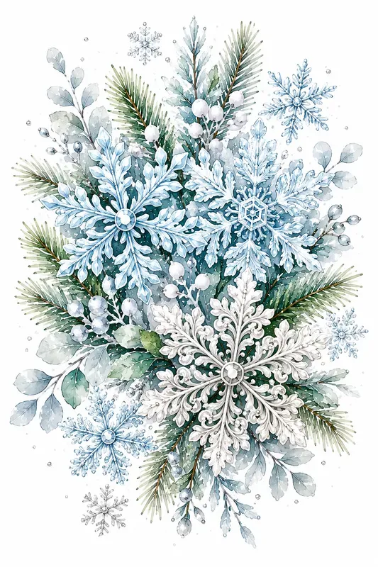 Elegant Christmas Botanical Clipart Art