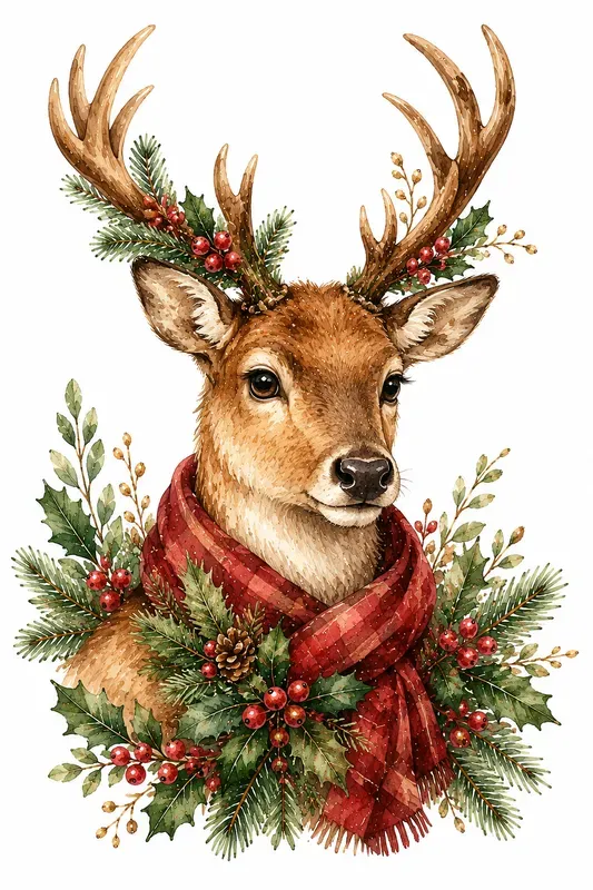 Elegant Christmas Botanical Clipart Art
