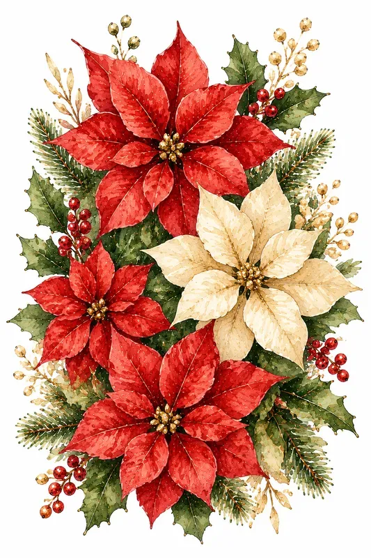 Elegant Christmas Botanical Clipart Art