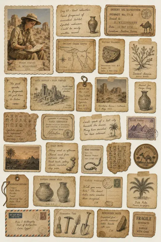Vintage Adventure Journal Ephemera
