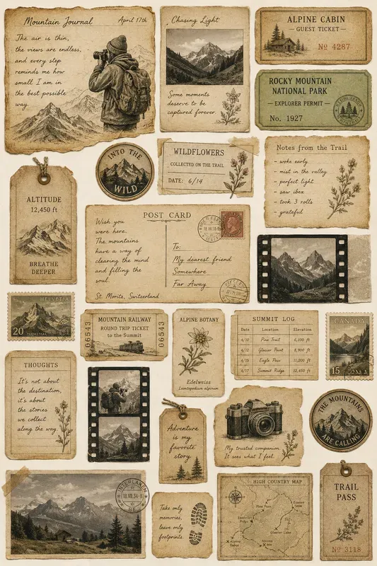 Vintage Adventure Journal Ephemera