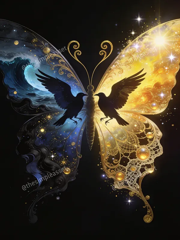 Surreal Cosmic Butterfly Art
