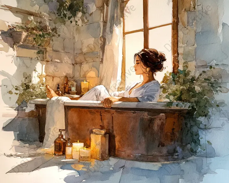 Wellness And Spa Watercolor Art