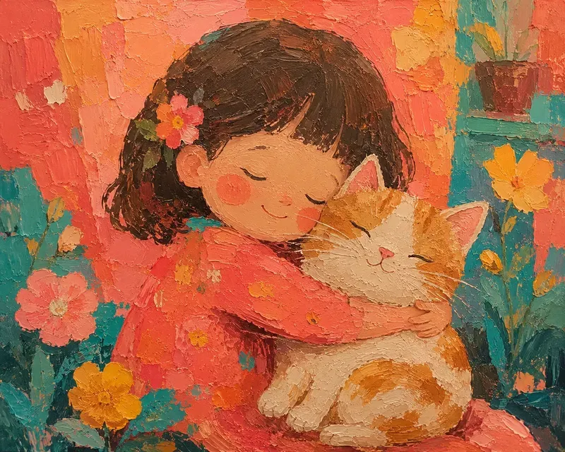 Warm Impasto Folk Art Style