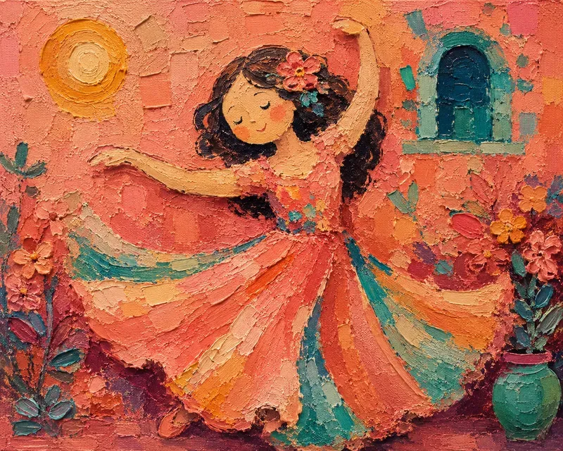 Warm Impasto Folk Art Style