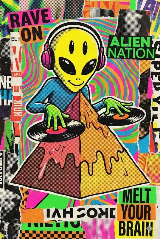 90s Grunge Halftone Collage Art