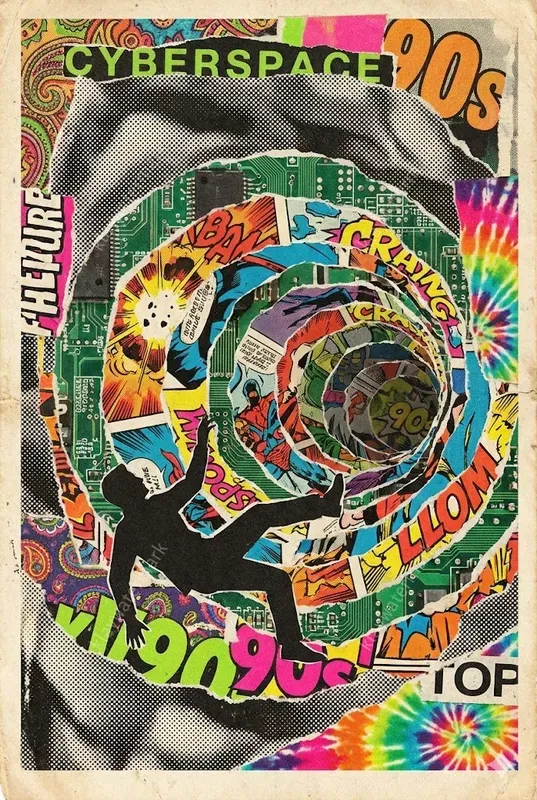 90s Grunge Halftone Collage Art
