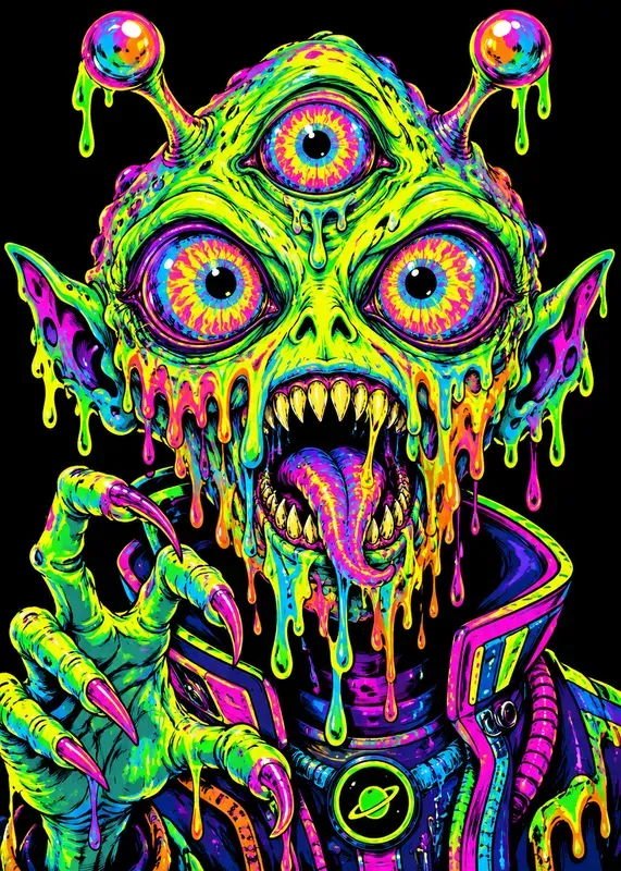 Psychedelic Neon Comic Characters Packs