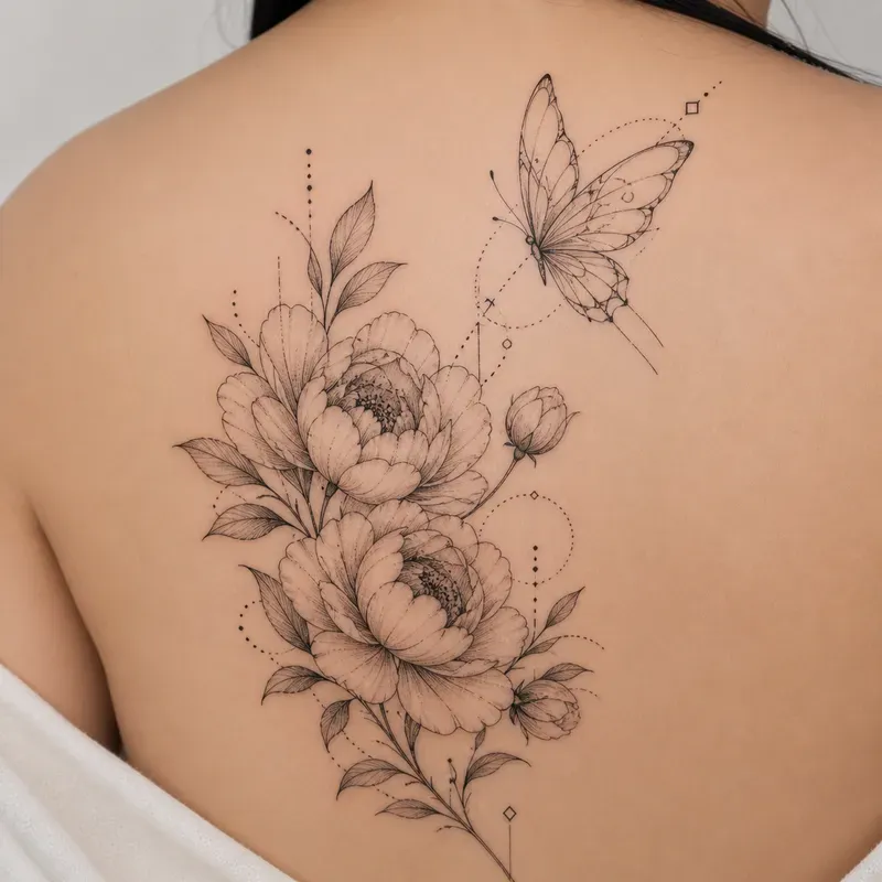 Delicate Floral Butterfly Tattoo Designs