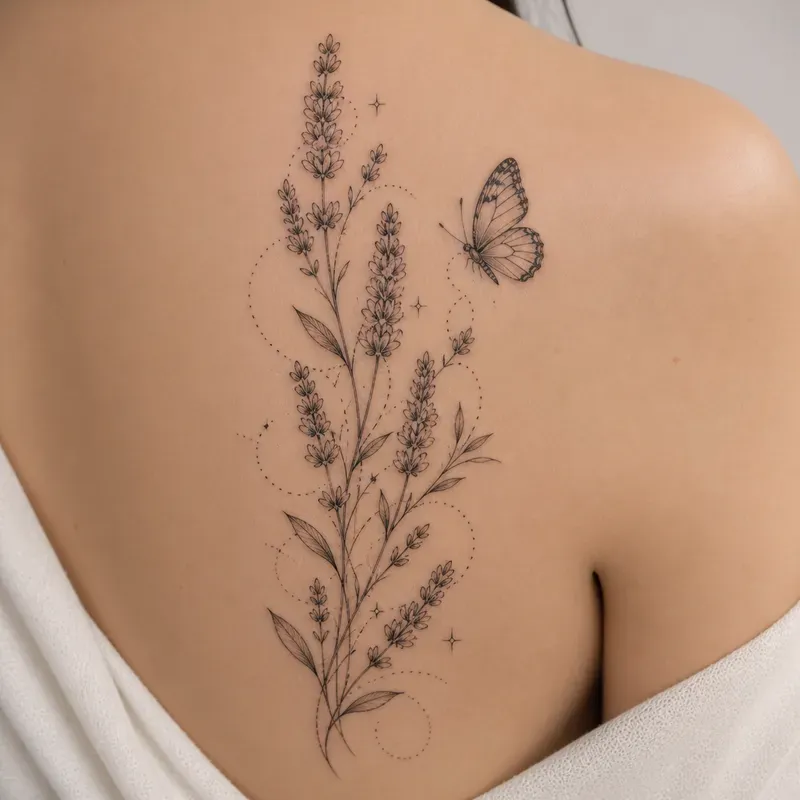 Delicate Floral Butterfly Tattoo Designs