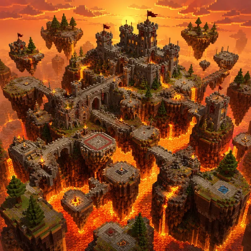 Voxel Art Blocky Arena Maps With Lava