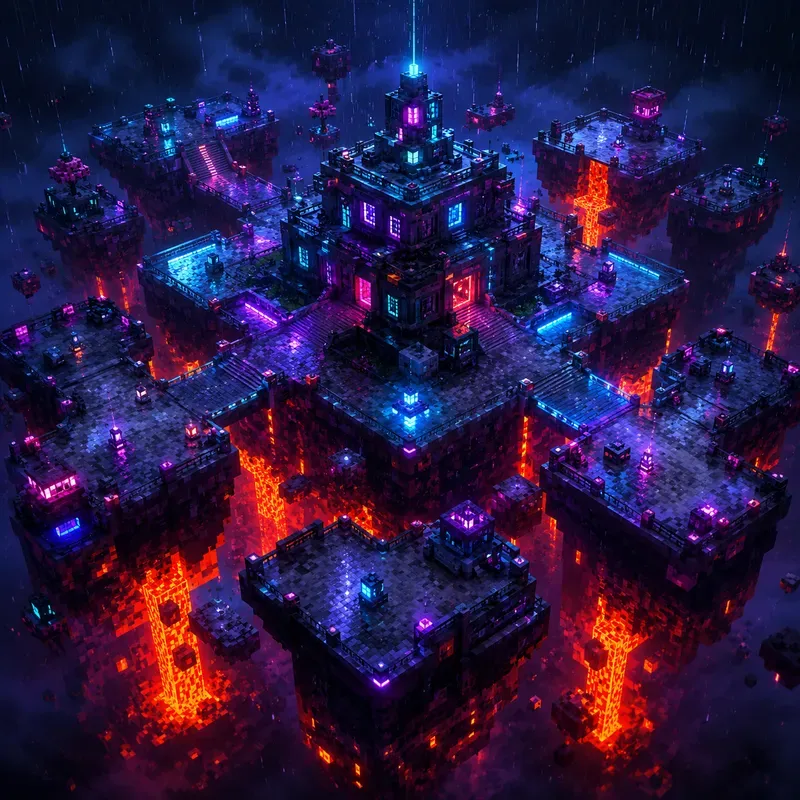 Voxel Art Blocky Arena Maps With Lava
