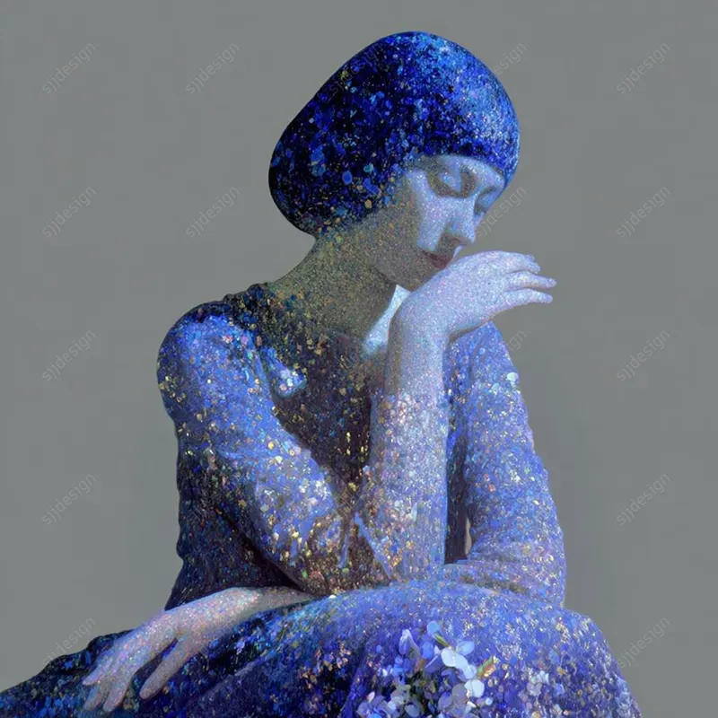 Blue Crystal Portrait Art