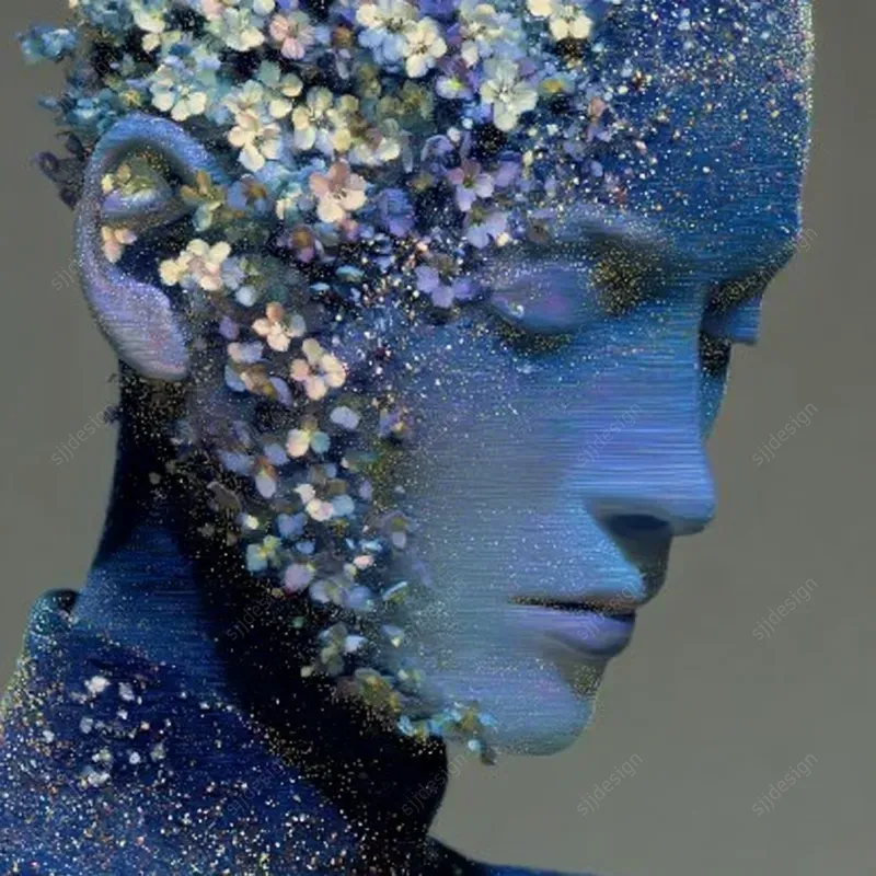 Blue Crystal Portrait Art