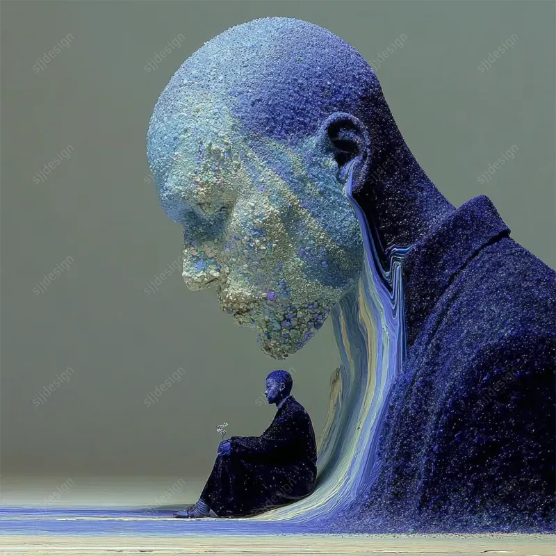 Blue Crystal Portrait Art
