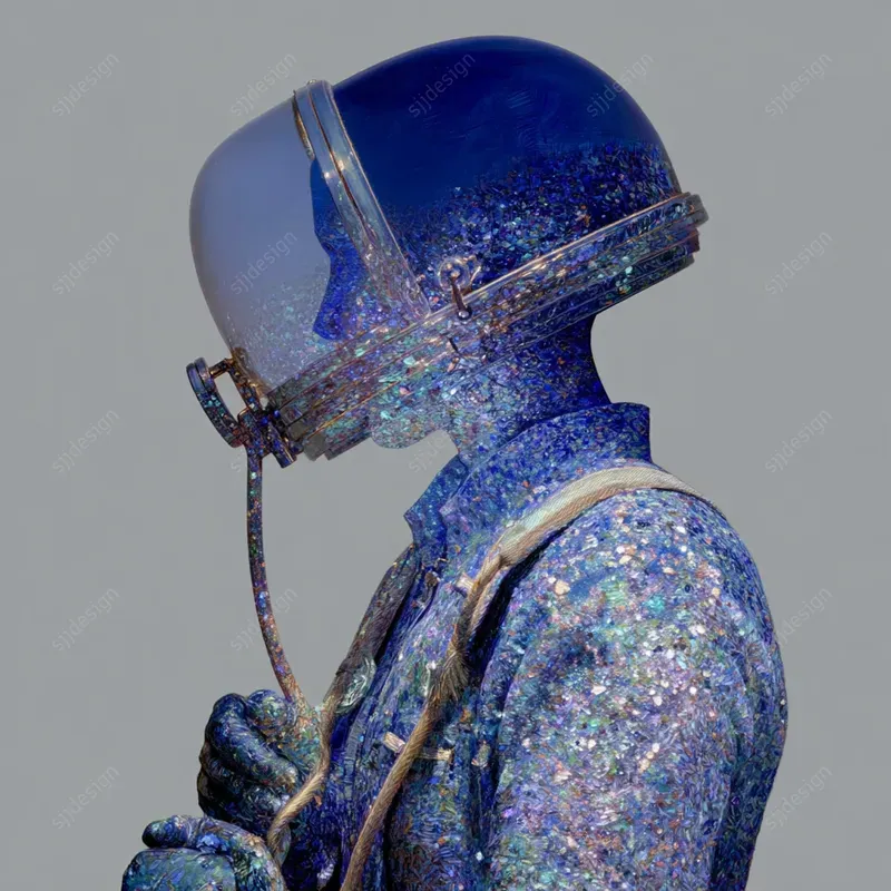 Blue Crystal Portrait Art