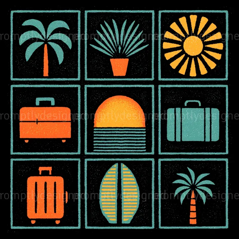 Summer Block Print Merch For Pod Designs