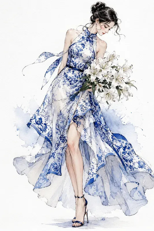 Watercolor Fashion Sketch Portraits