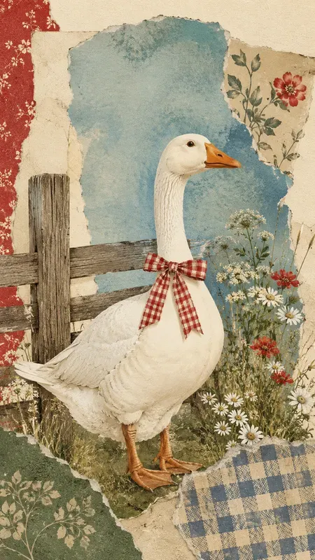 Red Gingham Pattern Artistic Collages