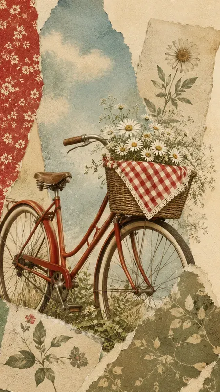 Red Gingham Pattern Artistic Collages