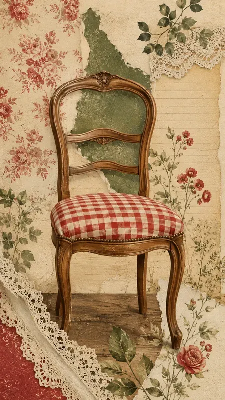 Red Gingham Pattern Artistic Collages