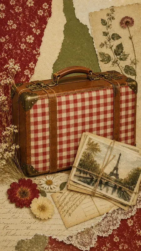 Red Gingham Pattern Artistic Collages