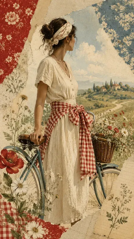Red Gingham Pattern Artistic Collages