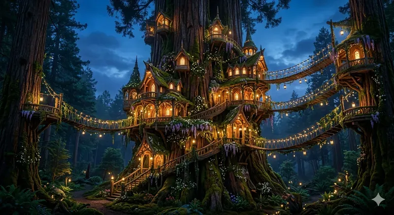 Enchanted Treehouse Architecture Art