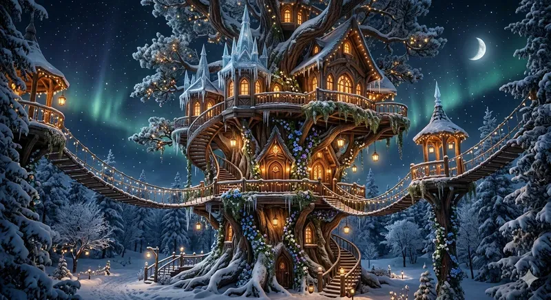Enchanted Treehouse Architecture Art