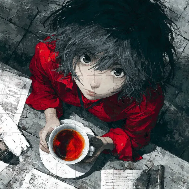 Moody Anime Paintings Crimson Accent