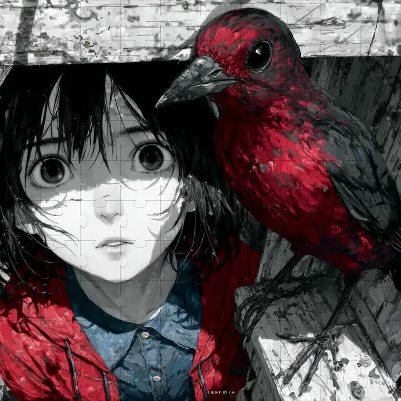Moody Anime Paintings Crimson Accent