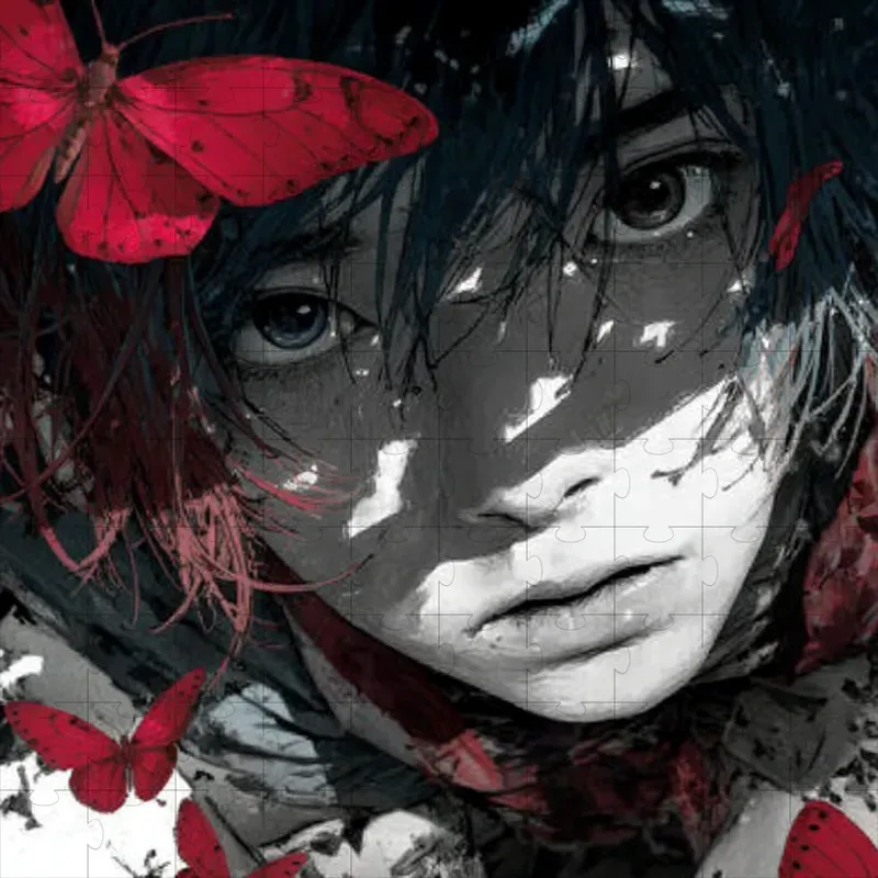 Moody Anime Paintings Crimson Accent
