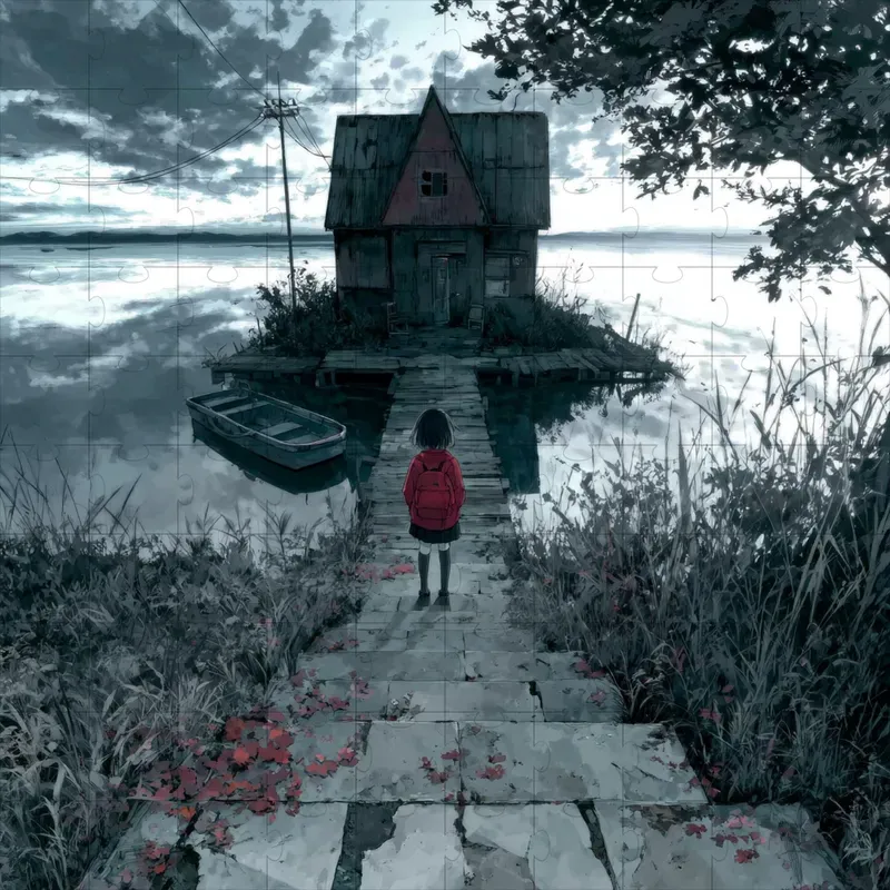 Moody Anime Paintings Crimson Accent