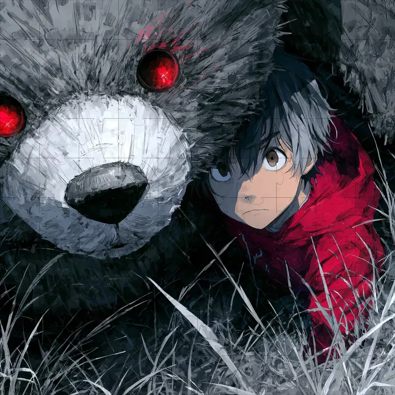 Moody Anime Paintings Crimson Accent