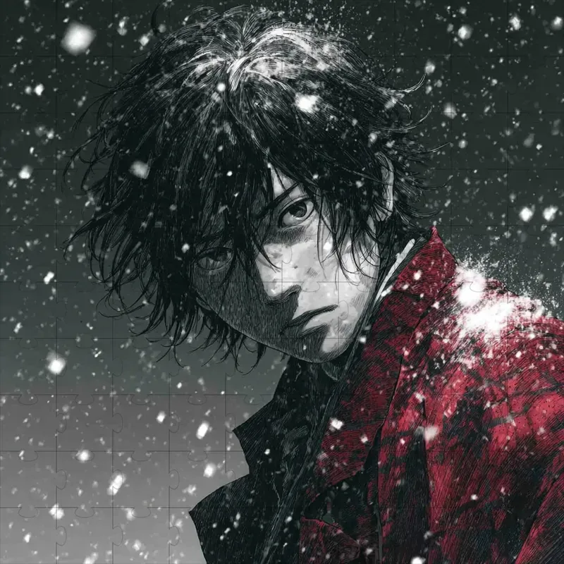 Moody Anime Paintings Crimson Accent
