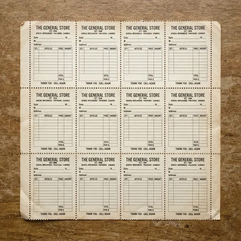 Vintage Receipt Ephemera Sheet Systems
