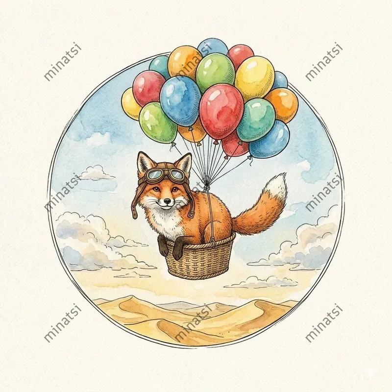 Watercolor Flying Animal Vignettes