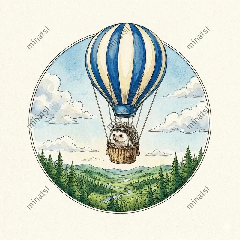 Watercolor Flying Animal Vignettes