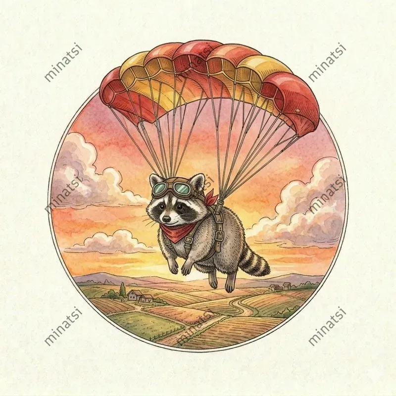 Watercolor Flying Animal Vignettes