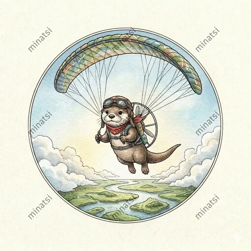 Watercolor Flying Animal Vignettes